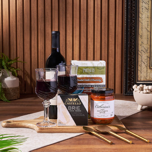 Start Spreading the News Wine & Cheese Gift Basket, wine gift, wine, cheese gift, cheese, Toronto delivery
