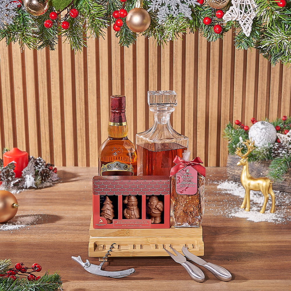 Sweet Treats & Liquor Gift Set, Christmas gift, Christmas, chocolate gift, chocolate, decanter gift, decanter, Toronto delivery
