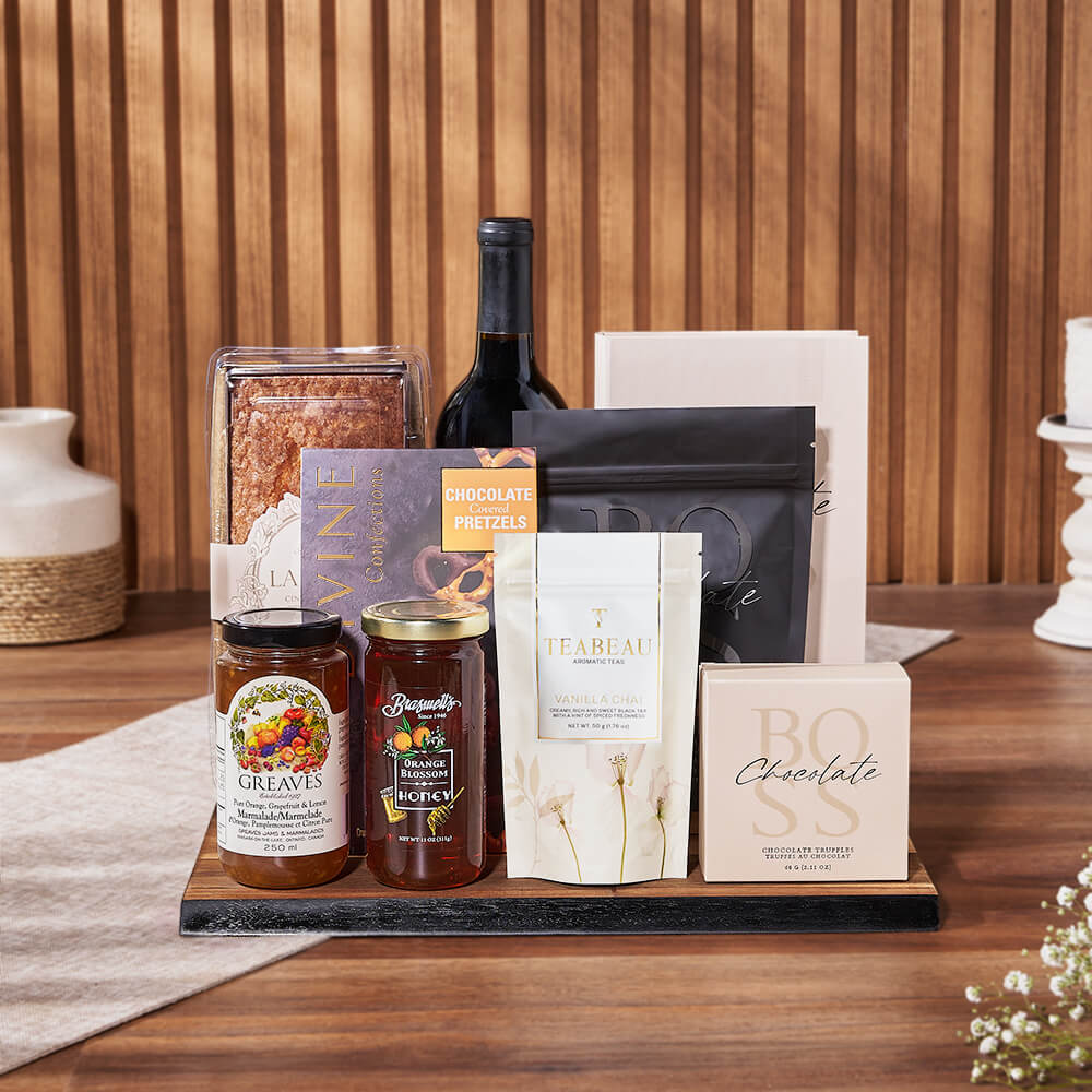 Sweet &amp; Crunchy Wine Gift Set, wine gift, wine, tea gift, tea, Toronto delivery