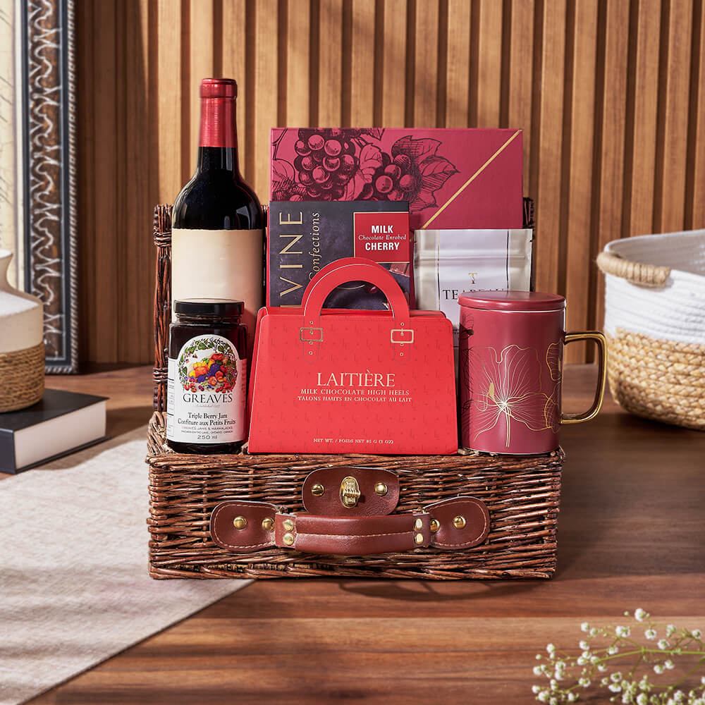 Tea &amp; Sweets Wine Basket, wine gift, wine, tea gift, tea, chocolate gift, chocolate, Toronto delivery