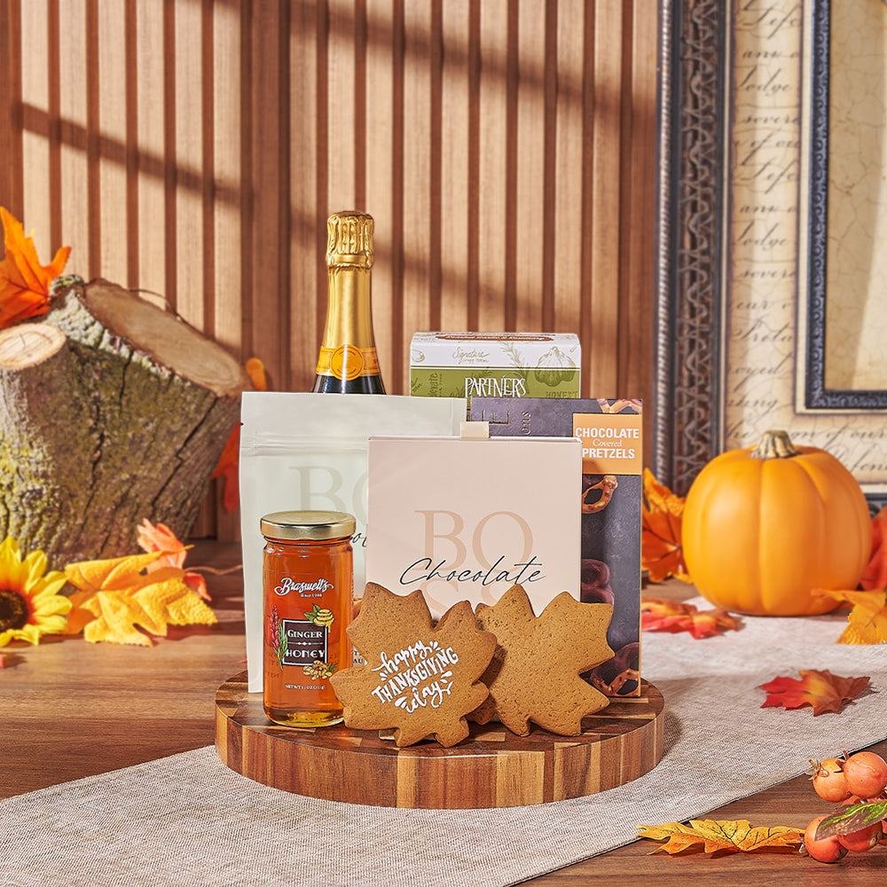 Thanksgiving Celebration &amp; Treats Basket, thanksgiving gift, thanksgiving, chocolate gift, chocolate, champagne gift, champagne, sparkling wine gift, sparkling wine, Toronto delivery