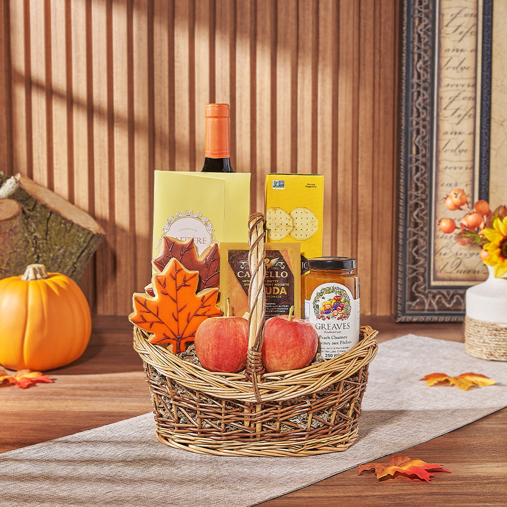 Thanksgiving Fruit &amp; Wine Basket, wine gift, wine, fruit gift, fruit, cookie gift, cookie, thanksgiving gift, thanksgiving, Toronto delivery