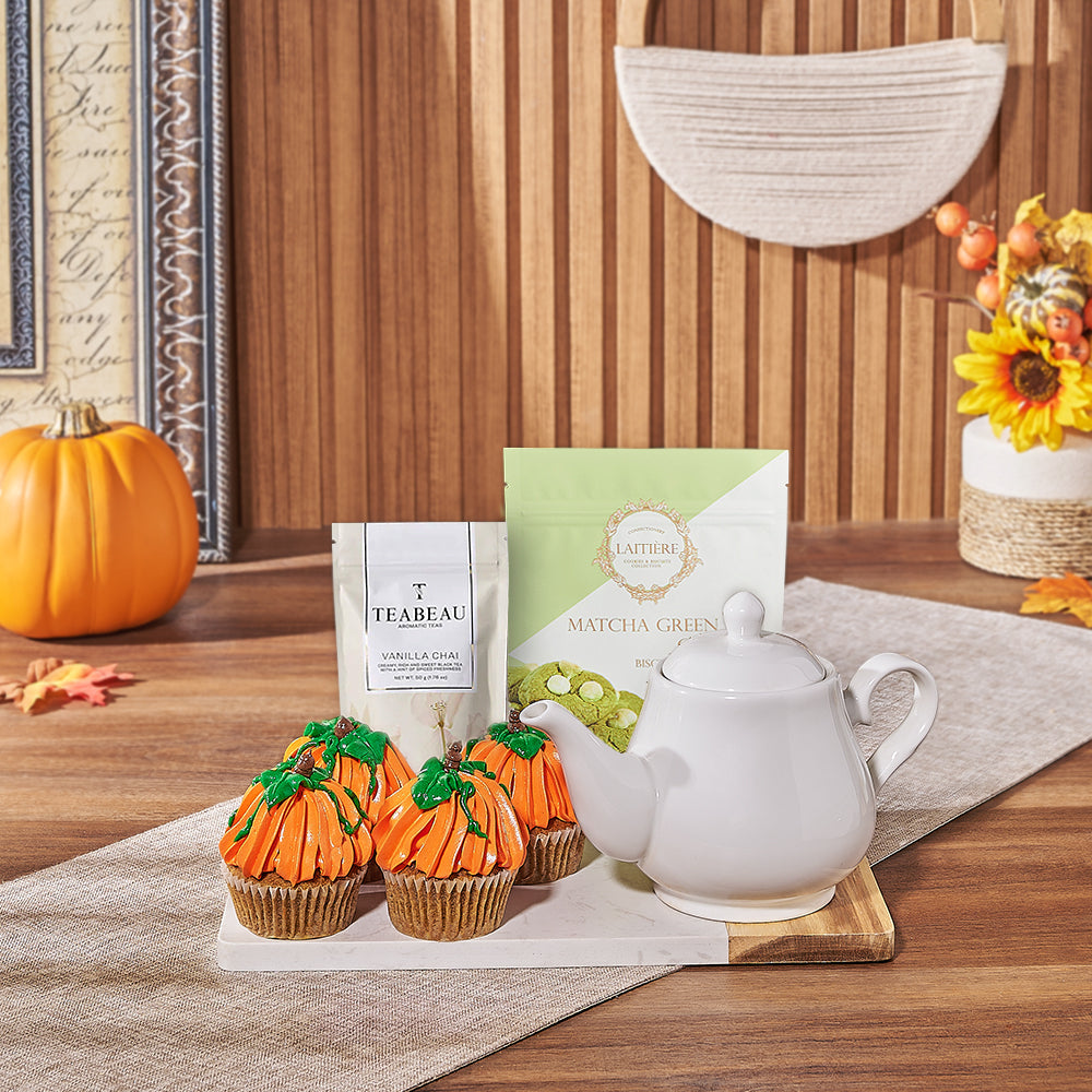 The Great Pumpkin Cupcake &amp; Tea Gift, cupcake gift, cupcake, tea gift, tea, Thanksgiving gift, thanksgiving, Toronto delivery