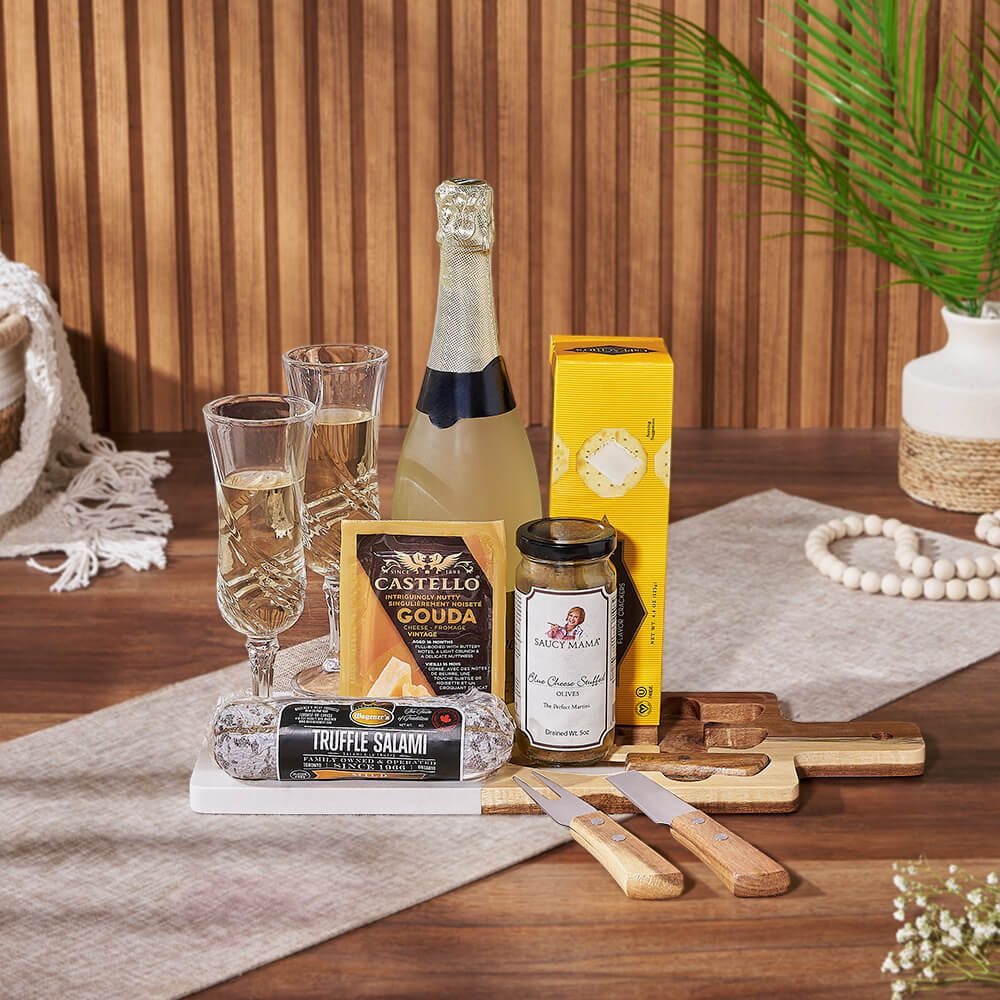 Toast to Meat &amp; Cheese Champagne Basket, champagne gift, champagne, sparkling wine gift, sparkling wine, charcuterie gift, charcuterie, Toronto delivery