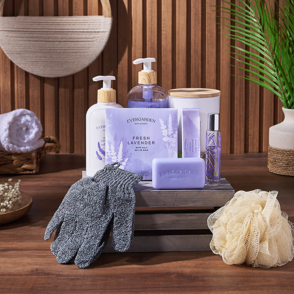 Lavender Spa Wooden Crate Gift – how the gift is presented