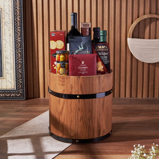 Ultimate Wine & Cheese Barrel, wine gift, wine, cheese gift, cheese, charcuterie gift, charcuterie, Toronto delivery
