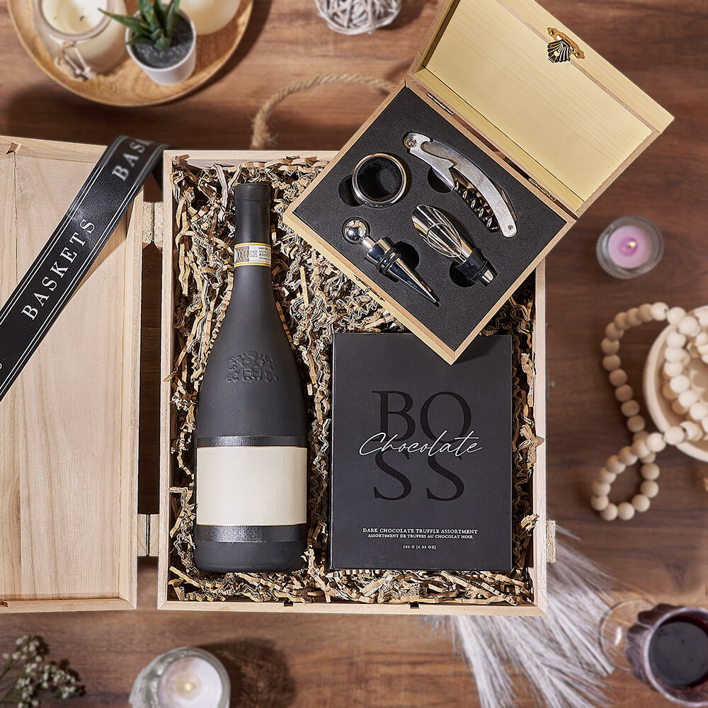 Dark Chocolate Wine Gift Set – how the gift is presented