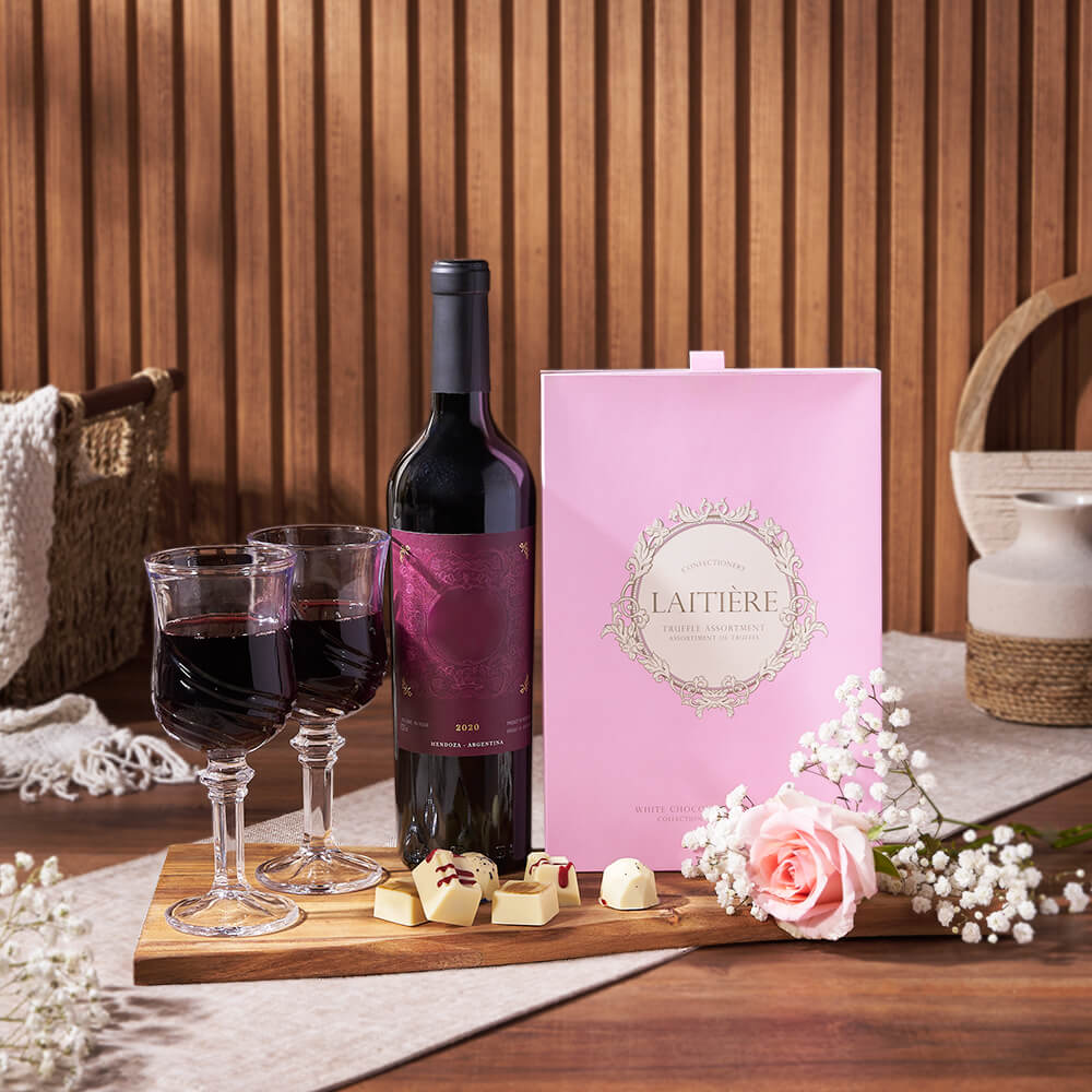 Wine and White Truffle Gift Basket – how the gift is presented