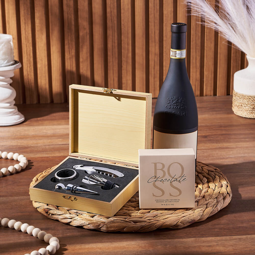 Wine and Truffles Gourmet Gift Basket – how the gift is presented