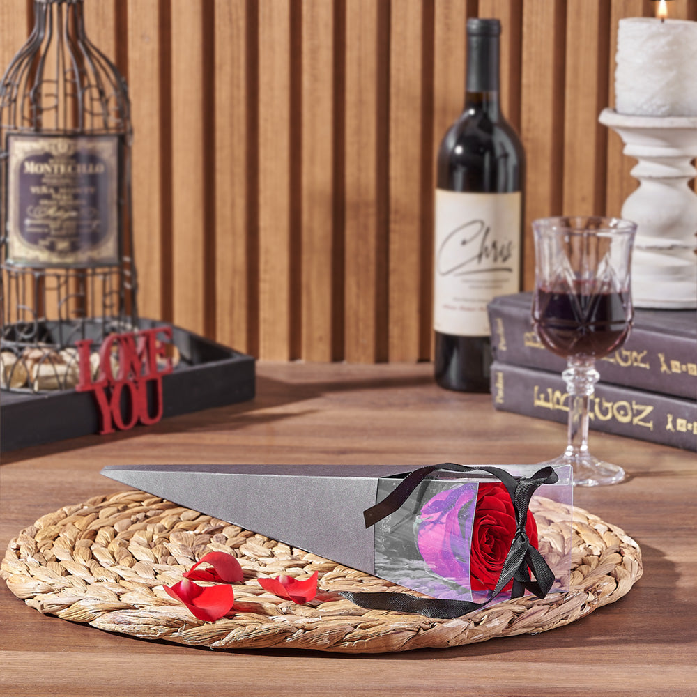 Single Red Rose Valentine's Gift – how the gift is presented