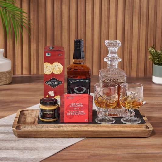 Whiskey Decanter Basket, decanter gift, decanter, seafood gift, seafood, Toronto delivery