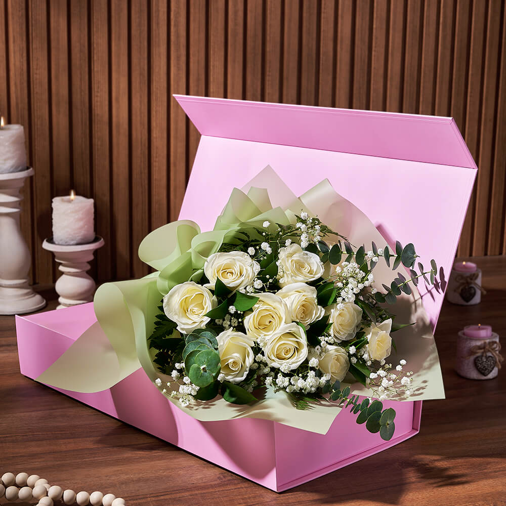 White Rose Gift Box Flower gift baskets Toronto delivery Toronto Baskets