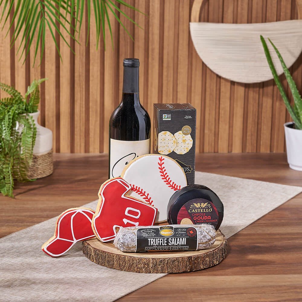 Wine & Baseball Cookie Gift, wine gift, wine, baseball gift, baseball, sports gift, sports, Toronto delivery