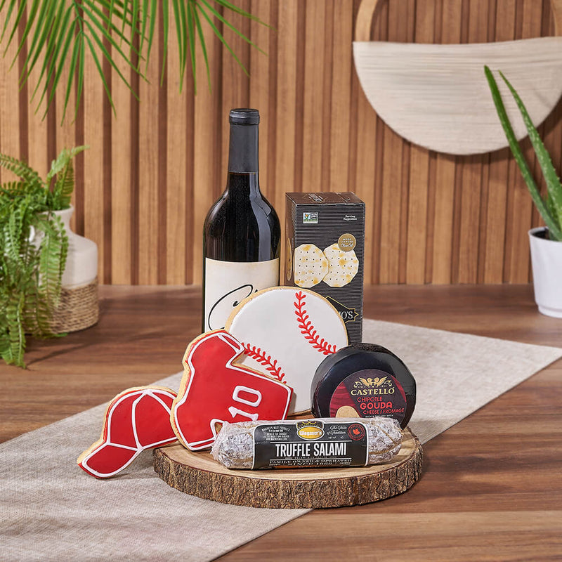 Wine & Baseball Cookie Gift, wine gift, wine, baseball gift, baseball, sports gift, sports, Toronto delivery