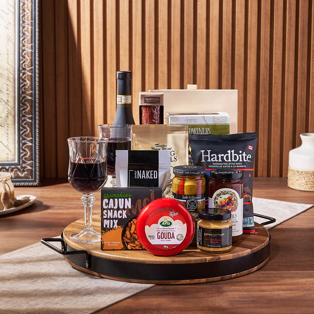 Wish You Success Wine & Goodies Gift Basket, wine gift, wine, charcuterie gift, charcuterie, cheese gift, cheese, Toronto delivery