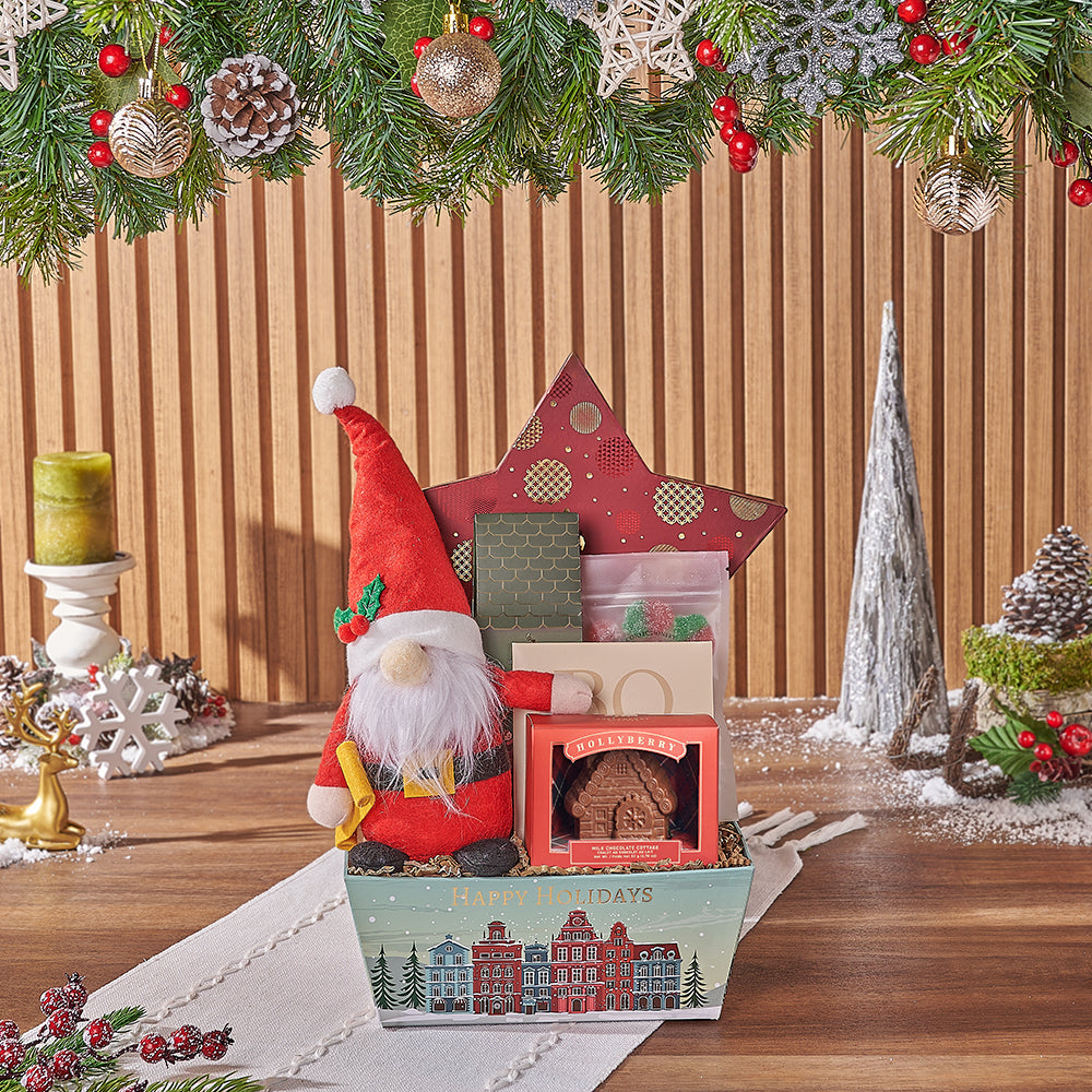 Winter Village Chocolate Treats Gift Basket – how the gift is presented