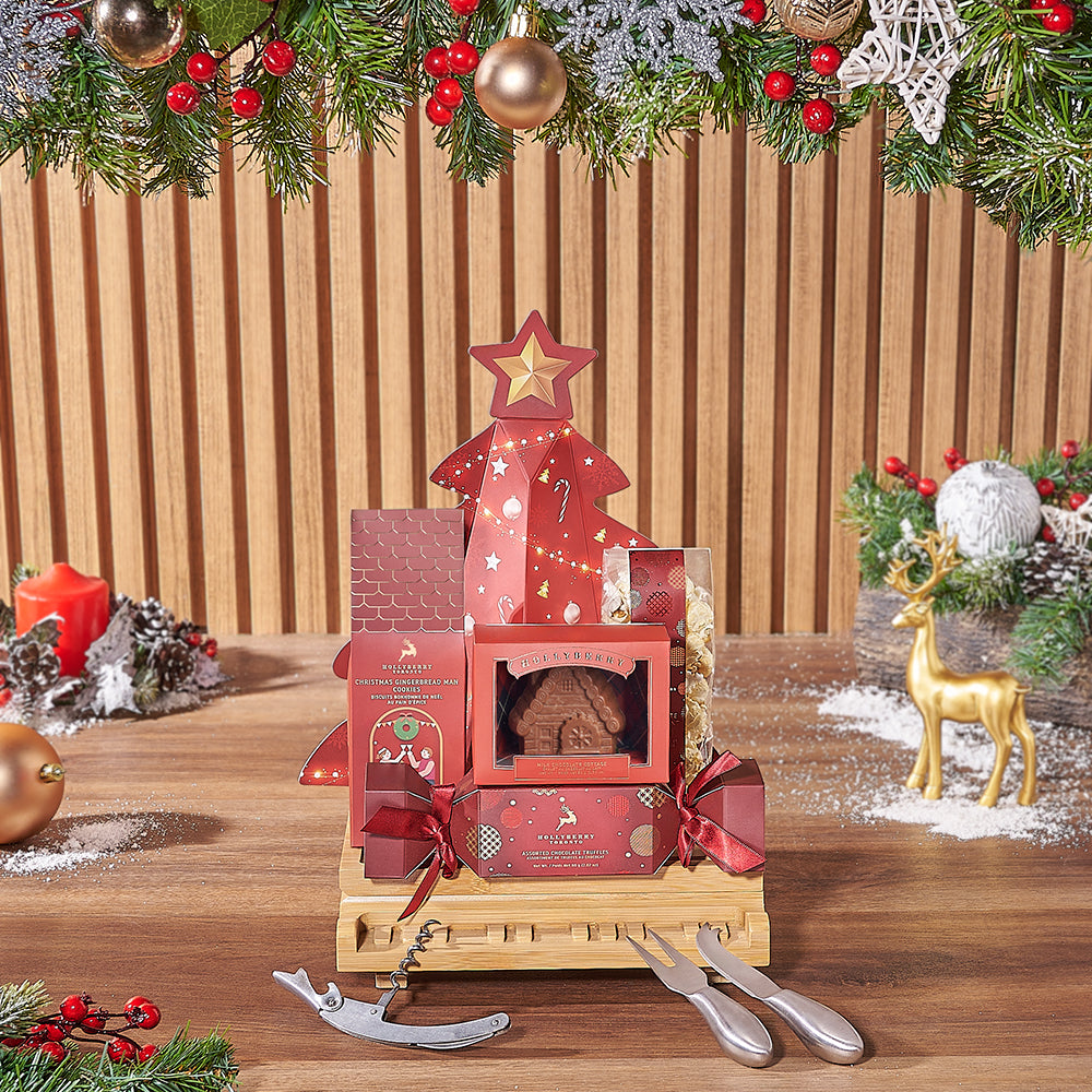 Premium Christmas Chocolate and Truffle Gift Basket – how the gift is presented