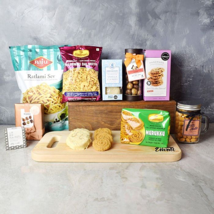 Diwali Bamboo Board Treat Basket – how the gift is presented
