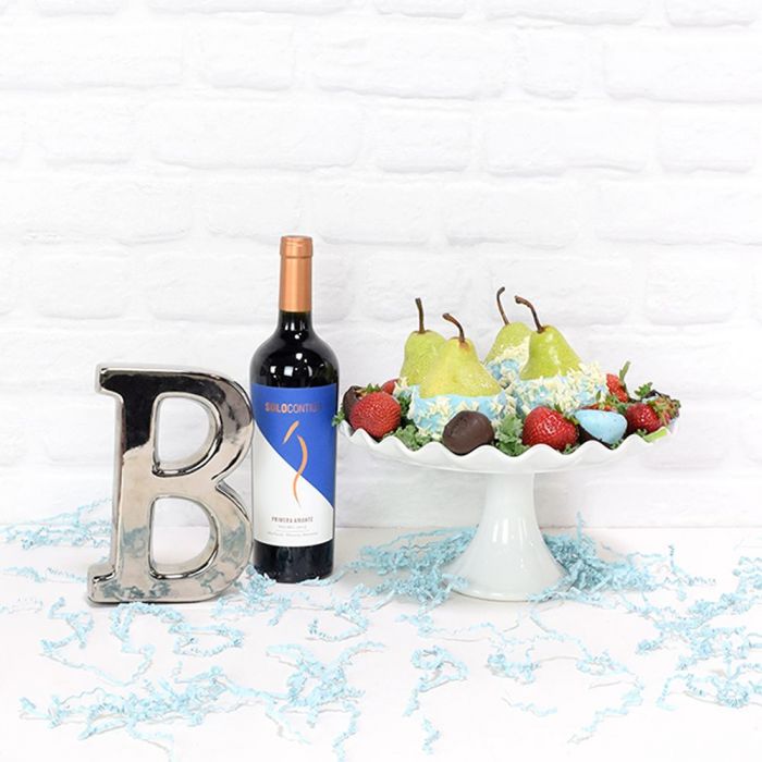 Chocolate Pears and Wine Gift – how the gift is presented