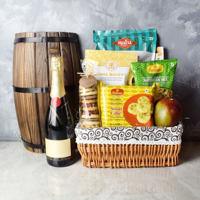 Diwali Champagne Treats Basket – how the gift is presented