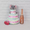  Diaper Cake with Champagne Basket, which has both handy baby items and a bottle of bubbly. The basket includes a handy three-tier diaper cake created made up of 40 diapers, along with a plush toy elephant for the baby to play with. And for the proud parents there's a bottle of fine champagne or sparkling wine (which can be upgraded or customized from our extensive selection) to make it a real celebration from Toronto Baskets - Toronto Delivery