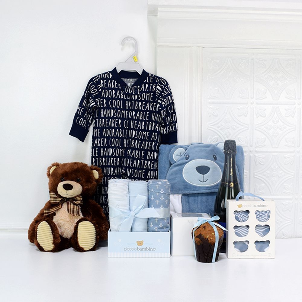 Blue Baby Sparkling Wine Gift Basket – how the gift is presented
